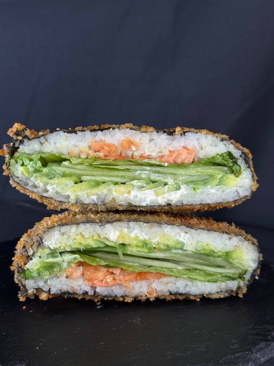 Grilled Salmon Sushi Burger
